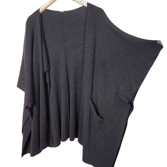 LULULEMON Top Womens One Size Heathered Black After Asana Wrap Sweater Cape - Picture 2 of 7